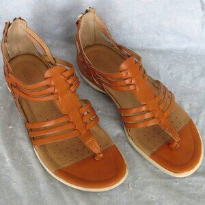 ECCO Flash “Huarache” Lattice T-Strap Leather Sandals (EU Size 39)